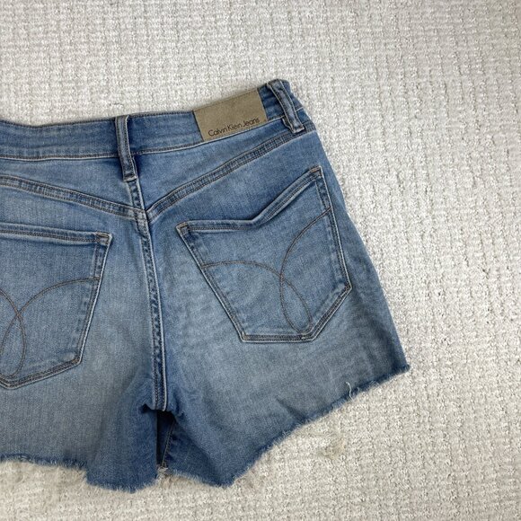 Calvin Klein Summer Jean Shorts Womens Size 25 Light Blue Distressed Cut Off - Picture 11 of 14